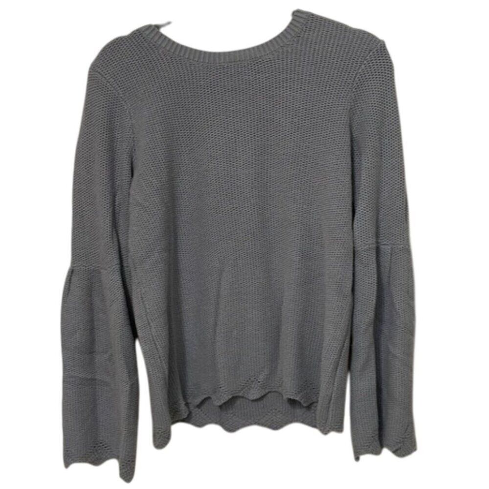 Crown & Ivy Gray Pullover Knit Sweater Womens Size Small Flared Sleeves